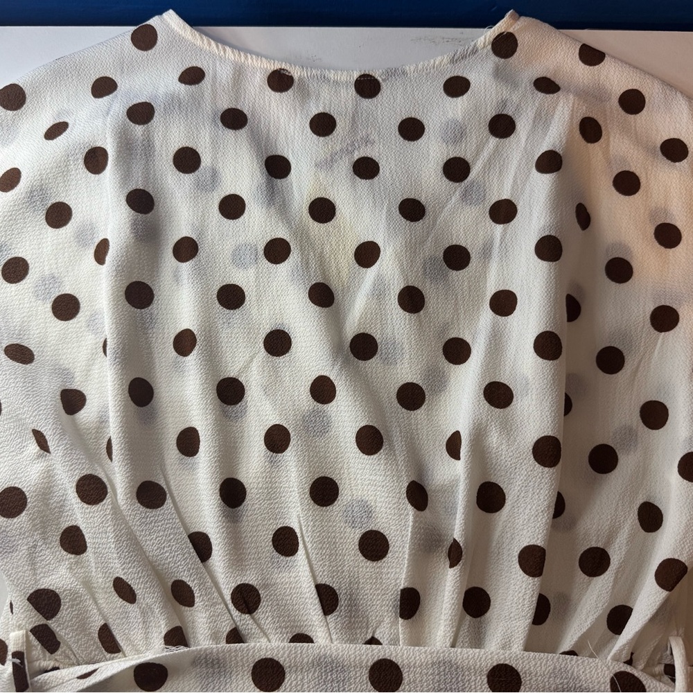 Polka Dot Women's Top - White and Brown